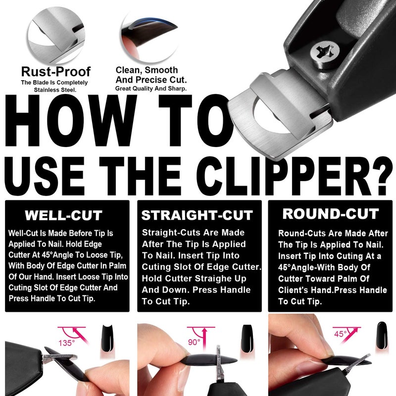 GA&EN Black Adjustable Artificial Acrylic Fake Nail False Nail Tip Clipper Cutter Trimmer Manicure Pedicure Sharp Blade Clip Tool For Salon Home Nail Art Beauty Design DIY - Image 2